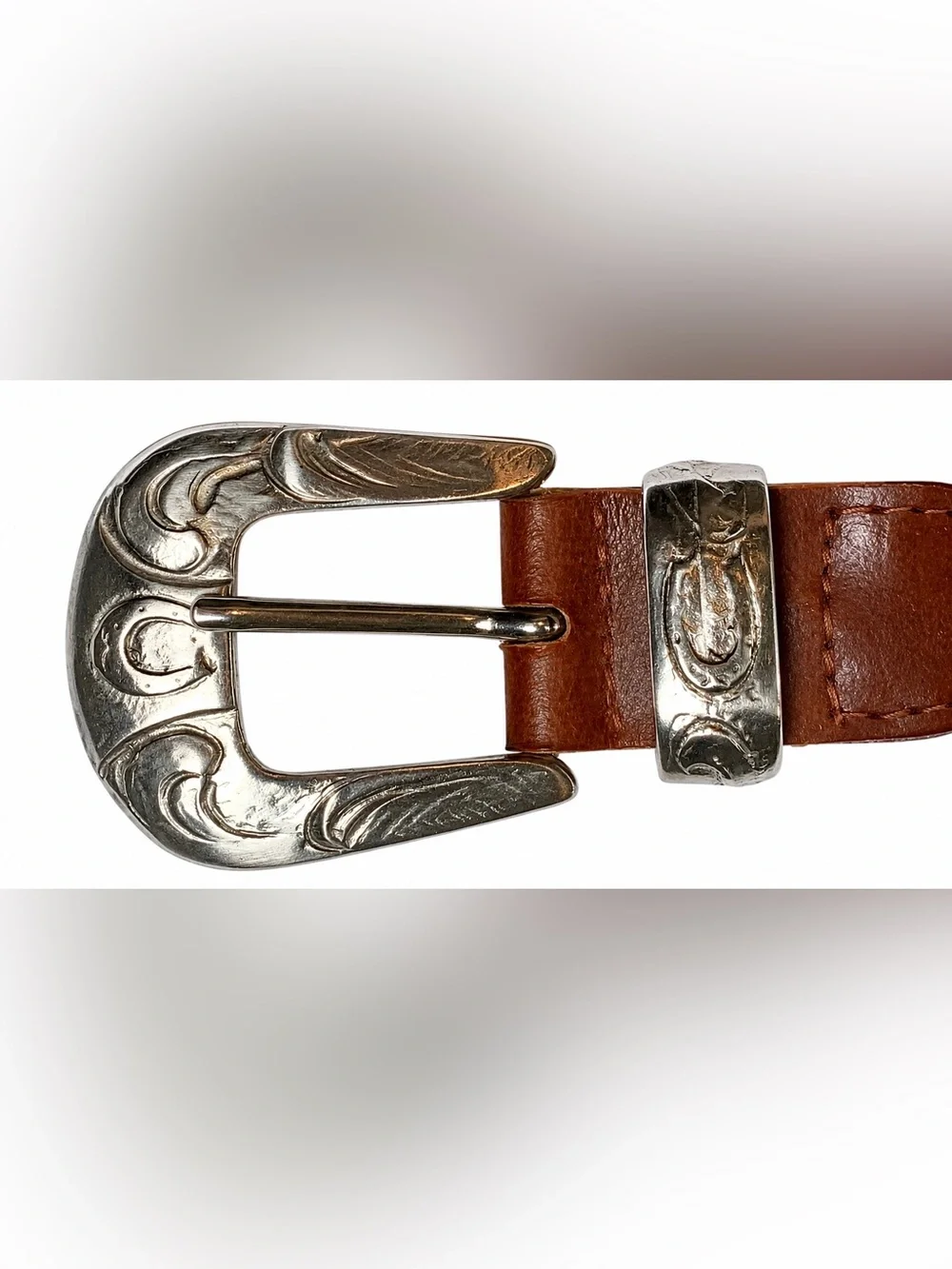 Vintage Italian Braided Leather Western Belt M/L 30-34 Silver Buckle